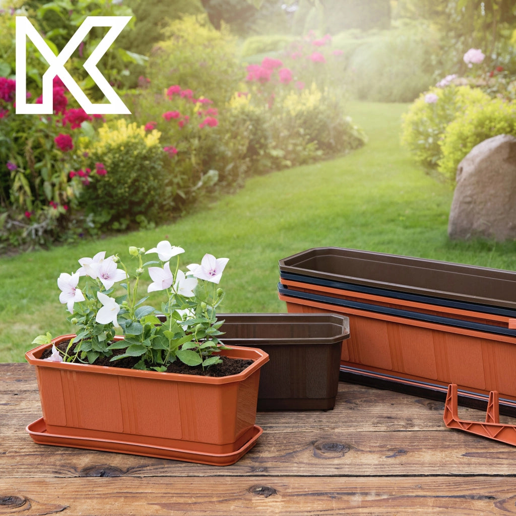 Supporto per vaso da fiori KADAX 40 cm, fioriera da balcone, vassoio in plastica
