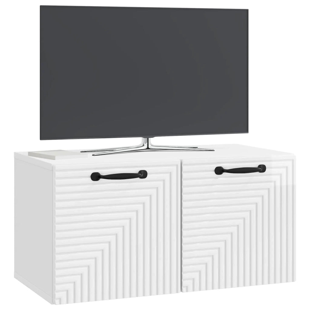 Mobile Porta TV da Muro Bianco Lucido 59,5 x 31 x 30 cm