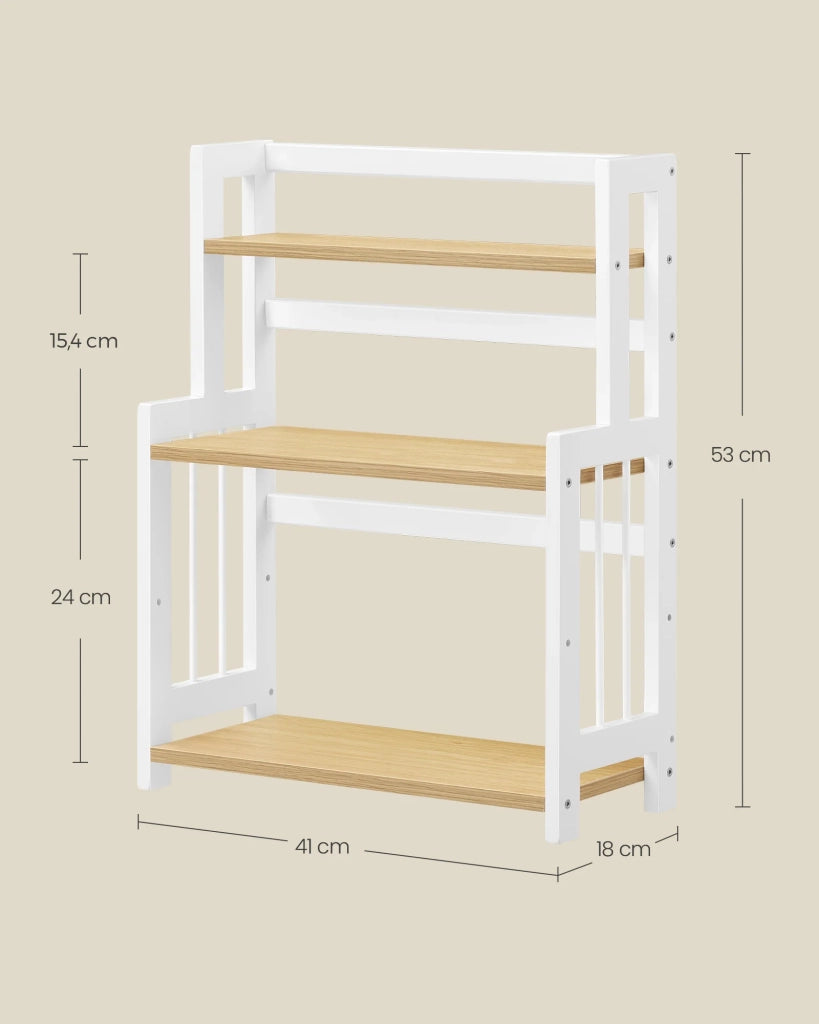 Porta spezie scaffale portaoggetti a 3 livelli organizer da scrivania struttura in bambù per cucina sala da pranzo 18 x 41 x 53 cm bianco 12_0005525