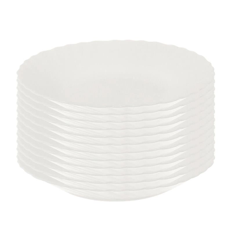 SET DI 12 PIATTI FONDI PRIMA IN VETRO TEMPERATO BIANCO DA 23 CM