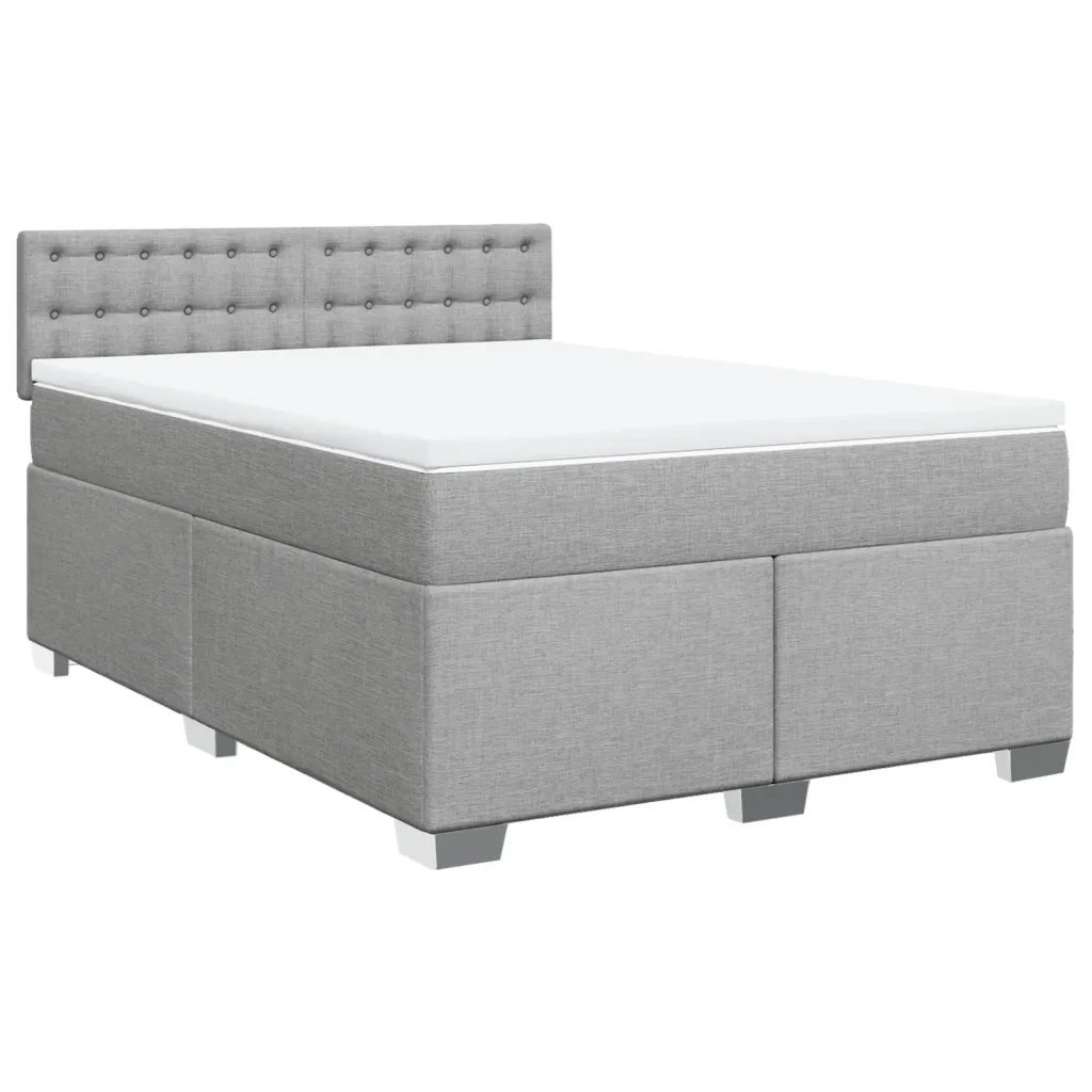 Giroletto a Molle con Materasso Grigio Chiaro 140x200cm Tessuto