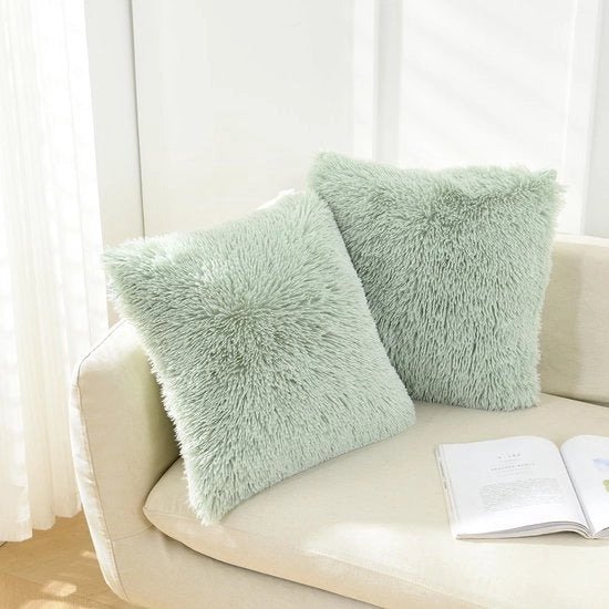 Set di 2 coprisedili, piuma decorativa, cuscino morbido, cuscino plaid, cuscino morbido per divano, 40 x 40 cm, verde smeraldo