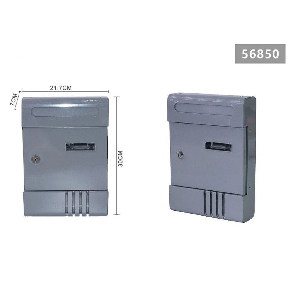 Trade Shop - Cassetta Postale In Metallo Porta Lettere Chiave Buca Posta H2803 Grigia 56850 -