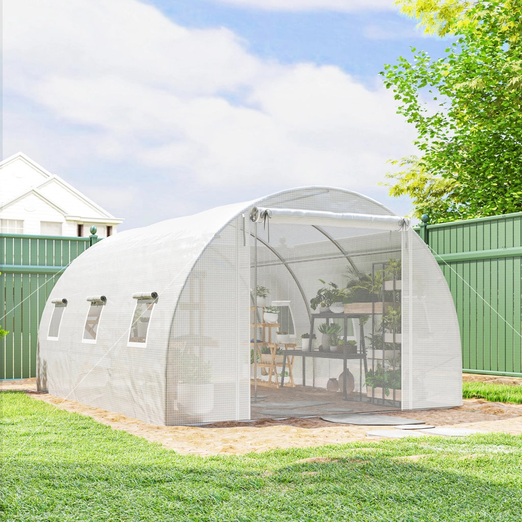 Serra da giardino in plastica con porta a rete ¨C zephmum ¨C bianco