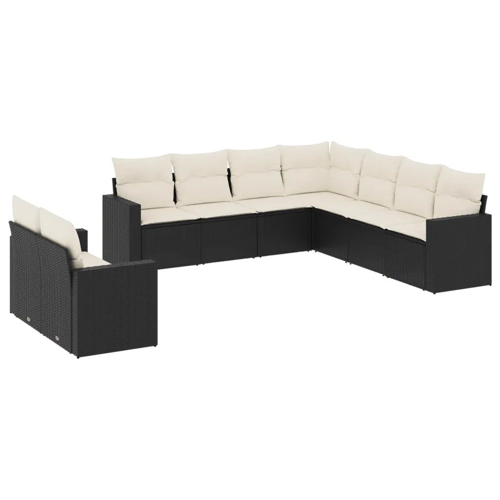 Set Divani da Giardino 9 pz con Cuscini Nero in Polyrattancod mxl 88020