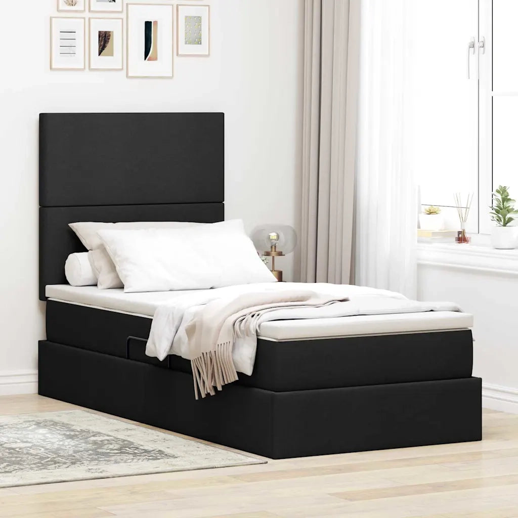 Letto con contenitore e LED Nero 100 x 200 cm Poliestere