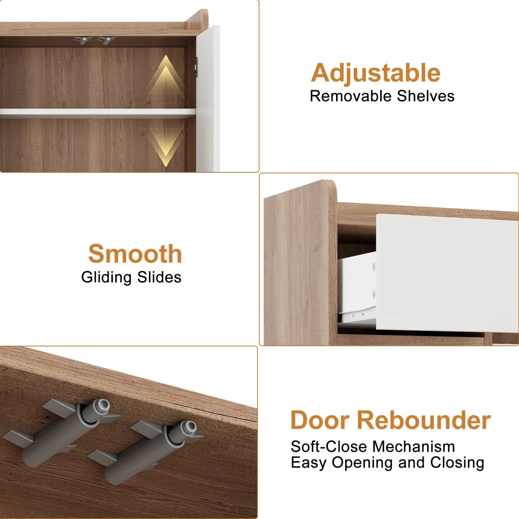 Mobile Ingresso Multiuso con 4 Ante e Cassetti ¨C MINIMAL ¨C Bianco/Naturale 120x35x99