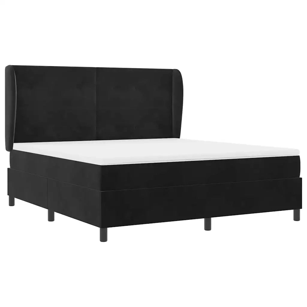 Letto a molle con materasso Nero 200 x 180 cm Velluto 3340942