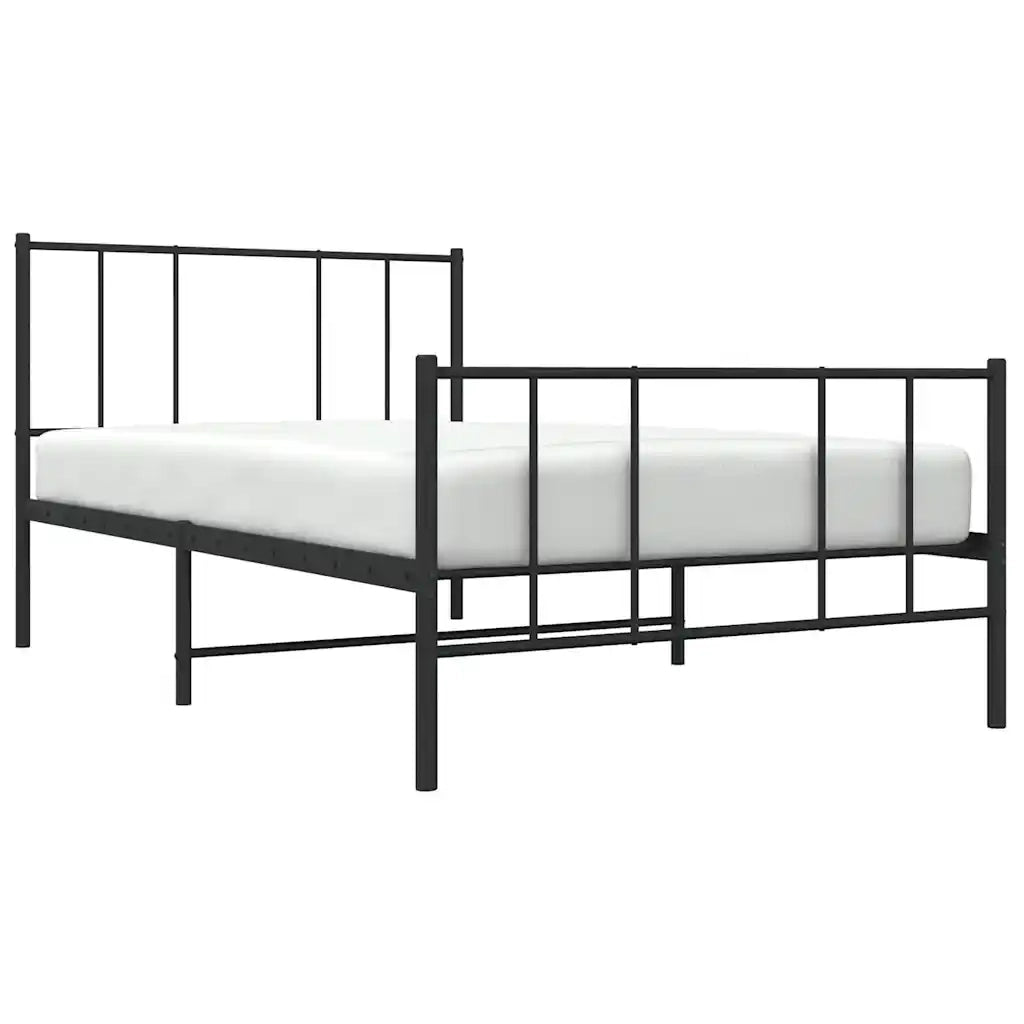 Giroletto con Testiera e Pediera Metallo Nero 100x190 cm 352492