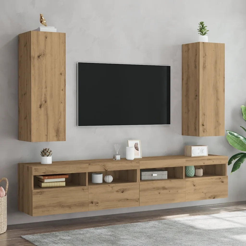 Mobili TV 2 pz Artigianale 30,5x30x90 cm Legno Multistrato