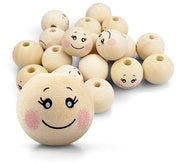 17 pezzi di palline in legno con faccia sorridente 20 mm x 18 mm teste in legno di angeli teste naturali ambrosie per macramè palline decorative con occhi per la creazione di accessori in legno di perle con foro centrale