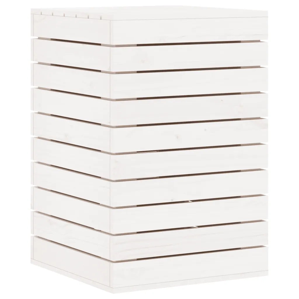 Cesto per Bucato Bianco 44x44x66 cm Legno Massello Pino 832318