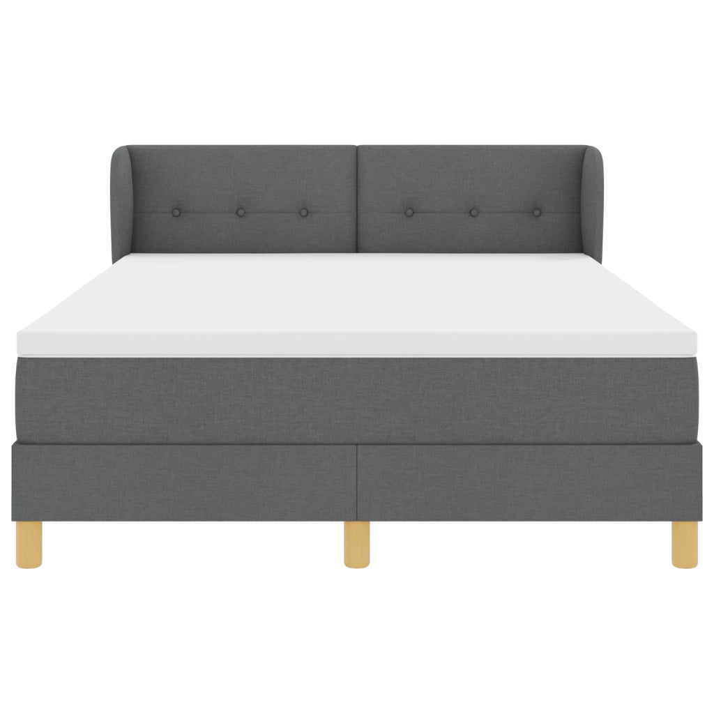 Letto a molle con materasso  - Grigio scuro, 140x200 cm, Tessuto