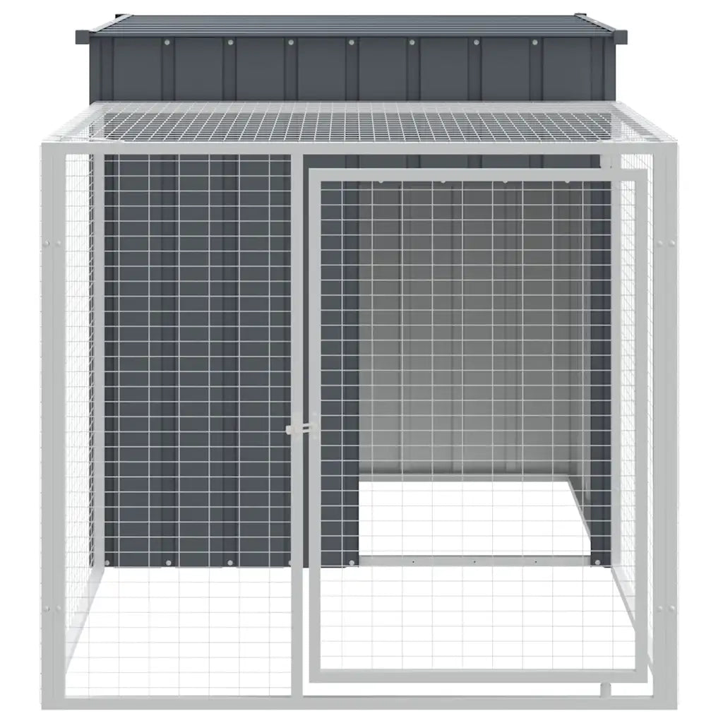 Gabbia per polli con recinto antracite 110x201x110 cm in acciaio zincato 172359
