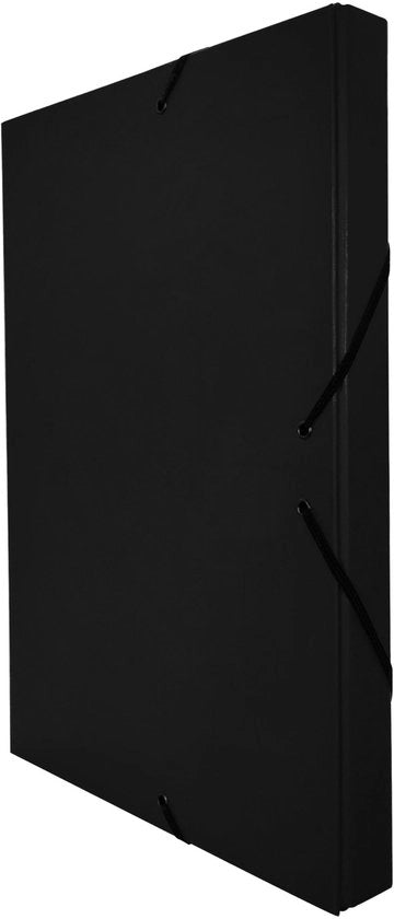 Matrice per progetti in carta A4 con larghezza di 3 cm, robusto foglio cartonato e chiusura elastica per progetti scolastici o uffici, 34 x 24 cm (Nero)