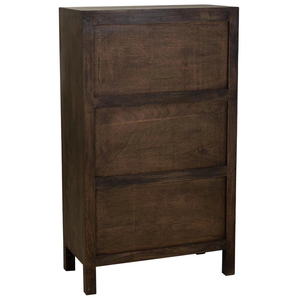 Armadio in legno intagliato rifinito artigianalmente a 2 ante marrone 78x35x140