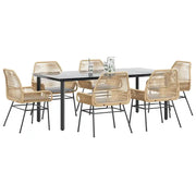 Set Pranzo da Giardino 7pz con Cuscini Marrone Polyrattan Vetro 3334574