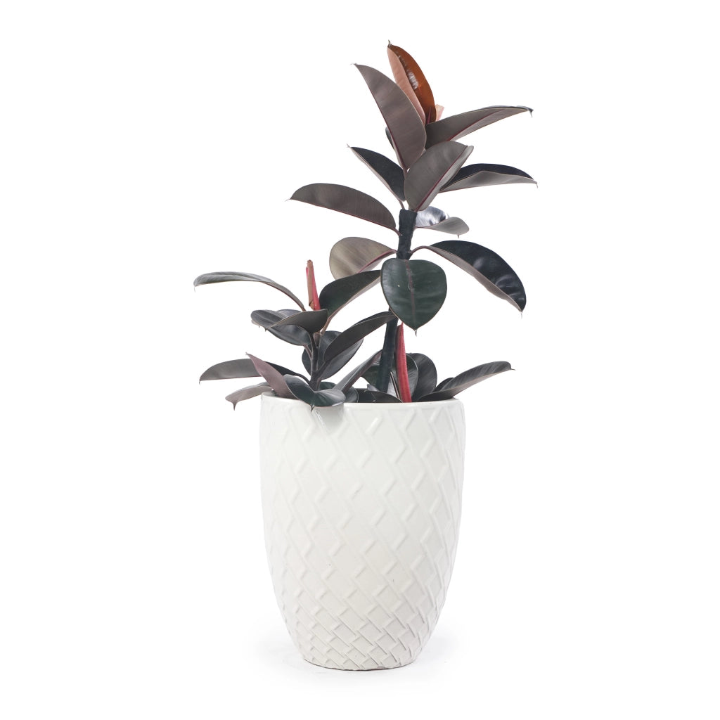 VASO DA FIORI in ceramica 42 x 54 cm bianco lucido fatto a mano