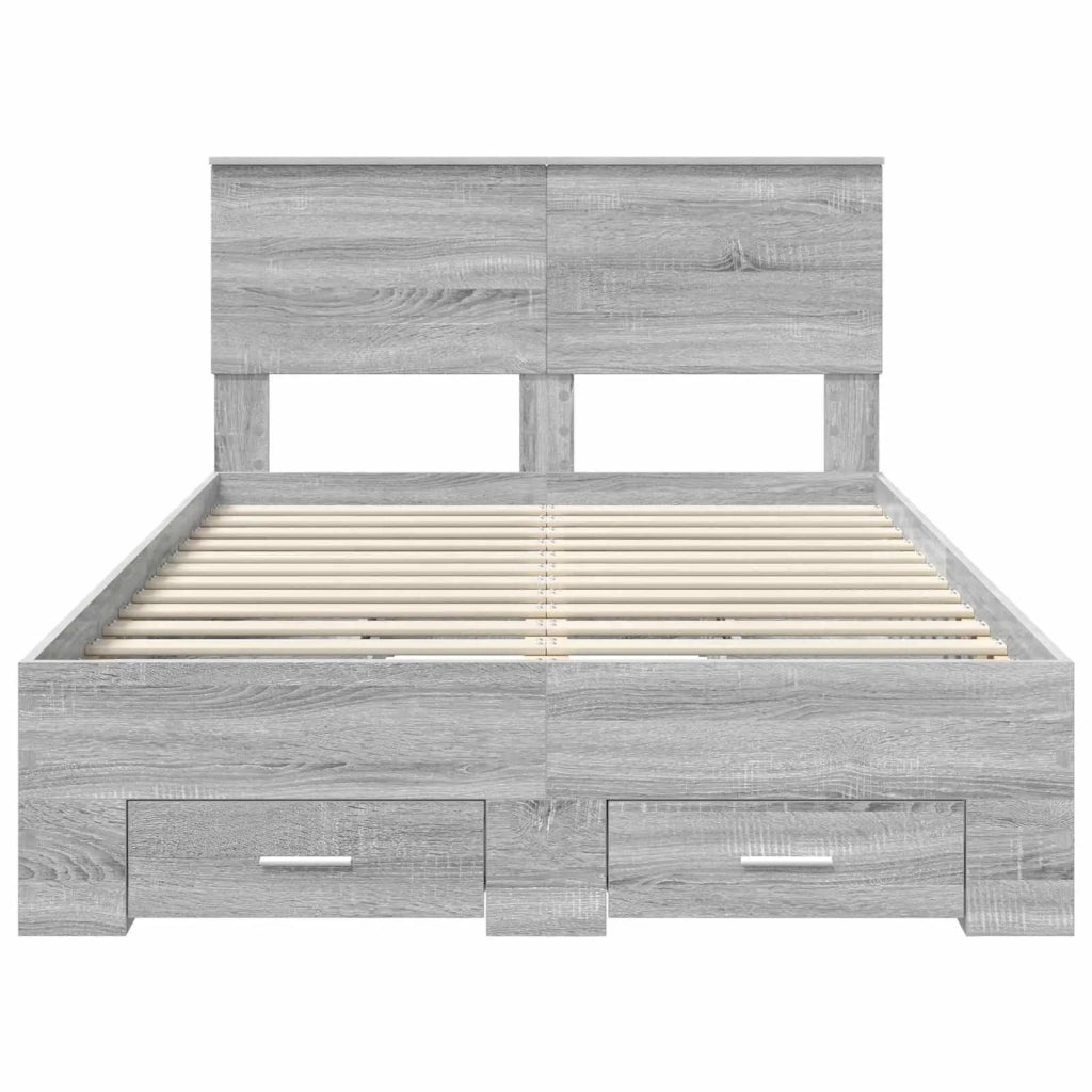 Struttura del letto con testiera Grigio Sonoma 135 x 190 cm 3408277