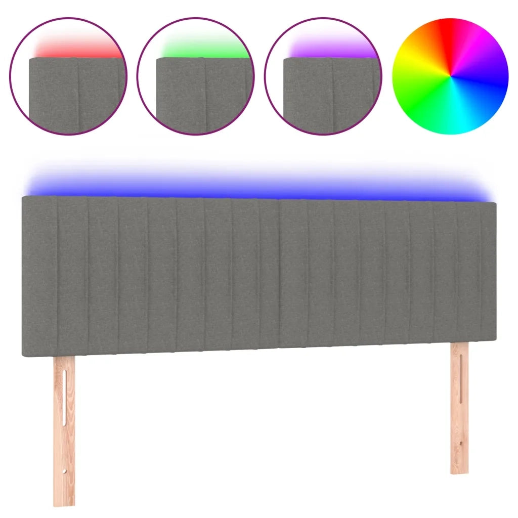 Testiera a LED-Testata con LED Grigio Scuro 144x5x78/88 cm in Tessuto 298478