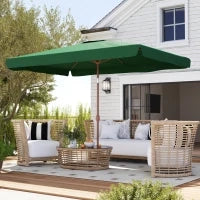 Ombrellone da Giardino 2x3 m con Apertura a Manovella, Inclinabile e Anti UV 50+, Verde