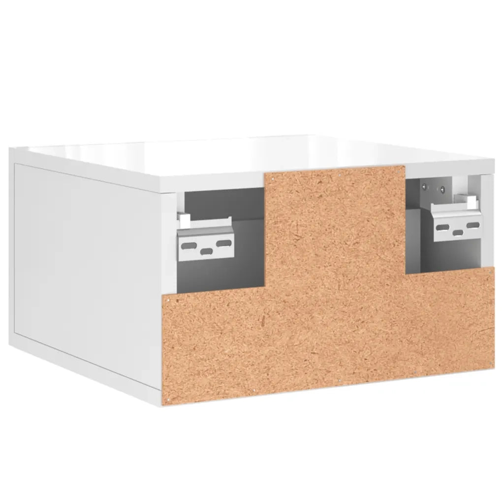Set di 2 Comodini | Armadio da Notte | Mobiletto da notte a Muro Bianco Lucido 35x35x20 cm