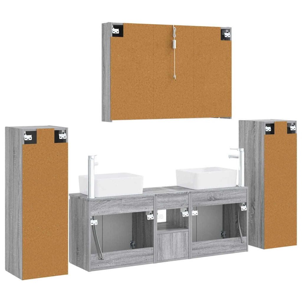 Set di mobili per il bagno 6 pcs Sonoma grigio 3407172