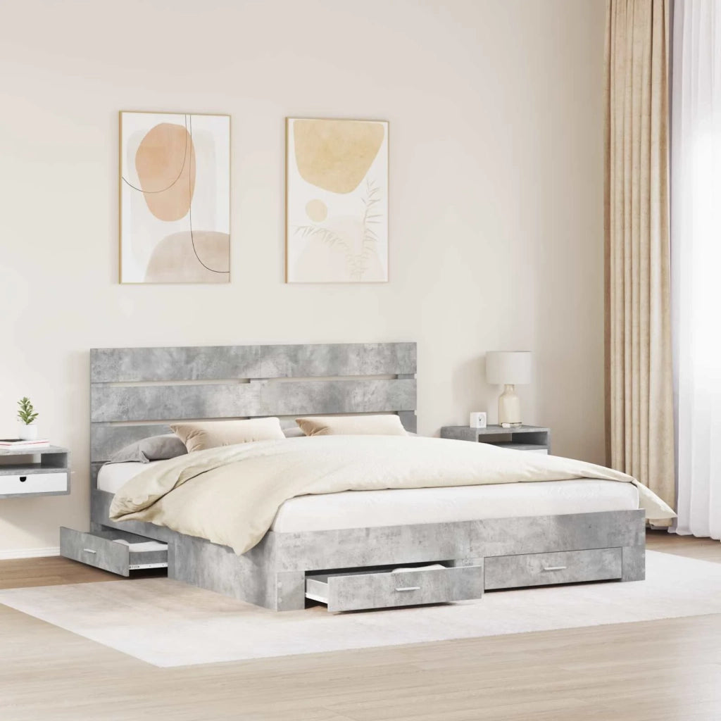 Struttura del letto con cassetto Grigio cemento 180 x 200 cm 3411946