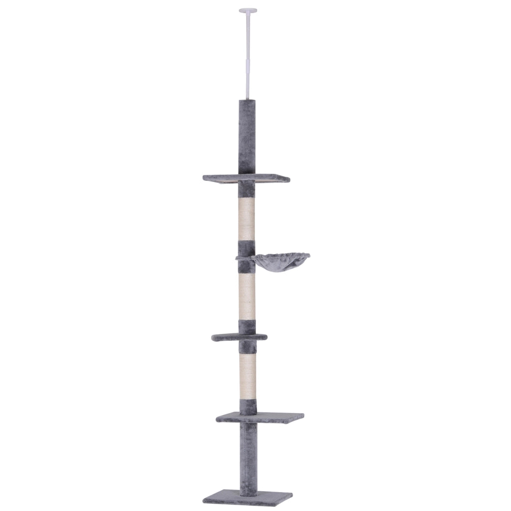 Albero tiragraffi per gatti con 5 livelli ¨C zephmum ¨C Grigio 40x34x230-260cm