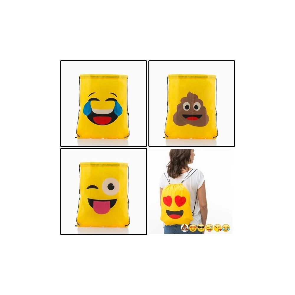 Trade Shop - Zaino A Sacca Con Corde Emoticon Modello Casuale Faccine Assortite Zainetto Bag -