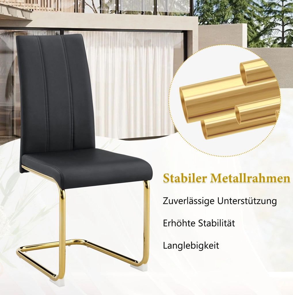 Sedia da Pranzo Nera in PU con Struttura in Metallo – Design Moderno ed Ergonomico