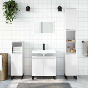 Armadietto Bagno Bianco Lucido 58x33x60cm in Legno Multistrato 831590