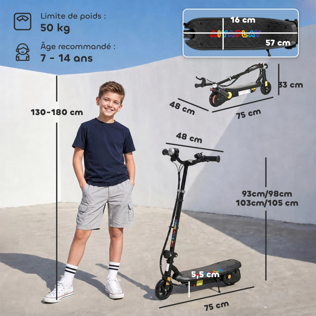 Trottinette elettrica pieghevole per bambini ¨C zephmum ¨C 120W 12km/h nero
