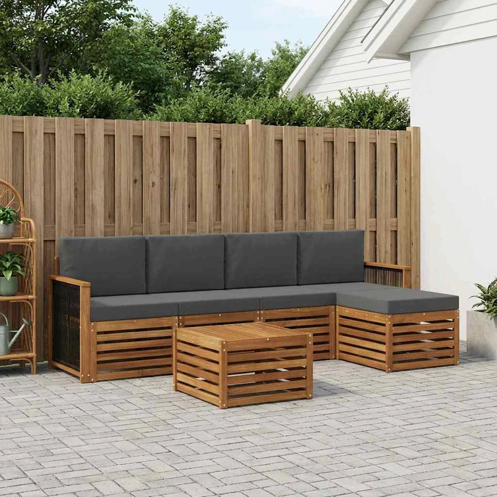 Set di divani da esterno 6 pz Naturale e Antracite 3384263
