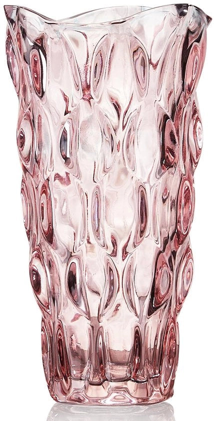 Vaso da fiori in vetro di 24 cm, peso 3,4 lbs, vasca alta per tulipani, regalo per madri per compleanni, idee regalo per madri, vaso da fiori in vetro trasparente decorativo per matrimoni (rosa)