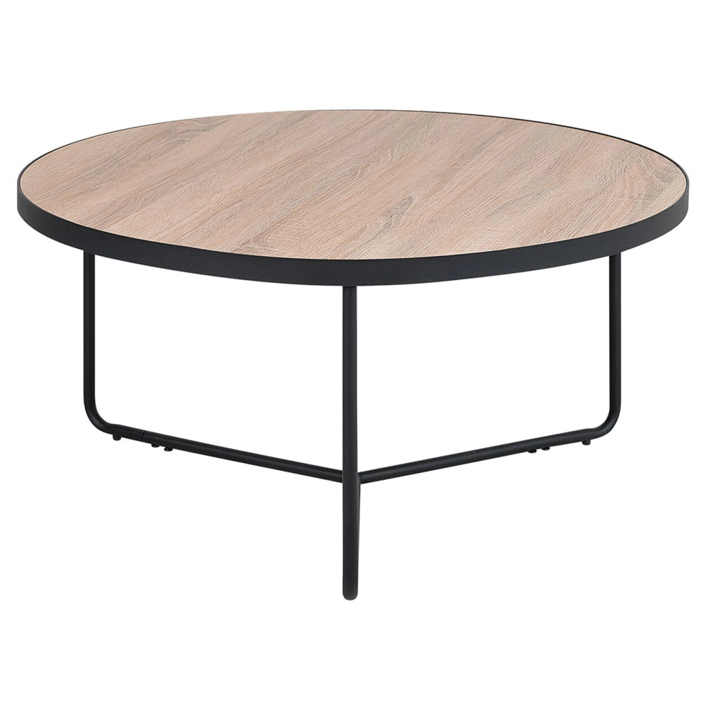 Tavolino da caffè in legno chiaro da tavolo con gambe in metallo Nero rotondo grande 80 x 80 x 40 cm mobili da soggiorno