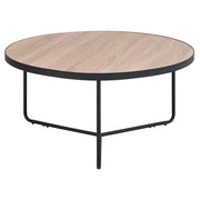 Tavolino da caffè in legno chiaro da tavolo con gambe in metallo Nero rotondo grande 80 x 80 x 40 cm mobili da soggiorno