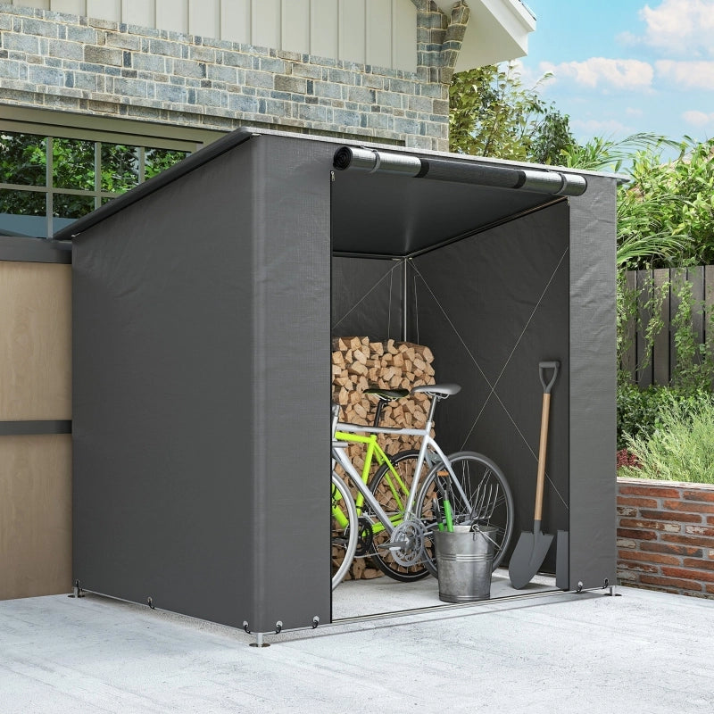 Tenda impermeabile da garage portatile 1;9x1;2m con porta a cerniera arrotolata finestra di ventilazione grigio scuro
