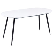 Tavolo da pranzo ovale allungabile moderno con piano in MDF e gambe in acciaio, bianco e nero 120/160 x 80 cm Rettangolare Design Moderno