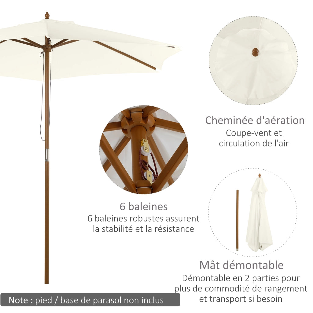 Parasole da giardino rotondo grande ¨C zephmum ¨C Bamb¨´ bianco 250x230 cm
