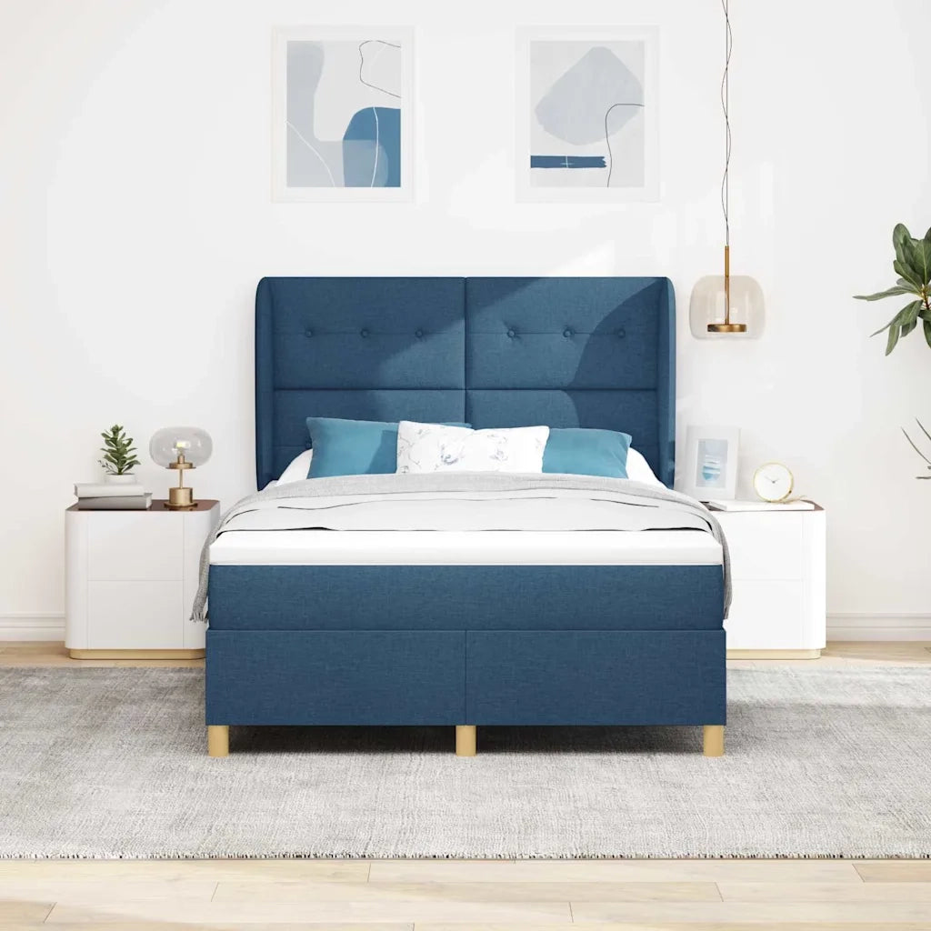 Letto a molle con materasso Blu 190 x 140 cm Tessuto 3340752