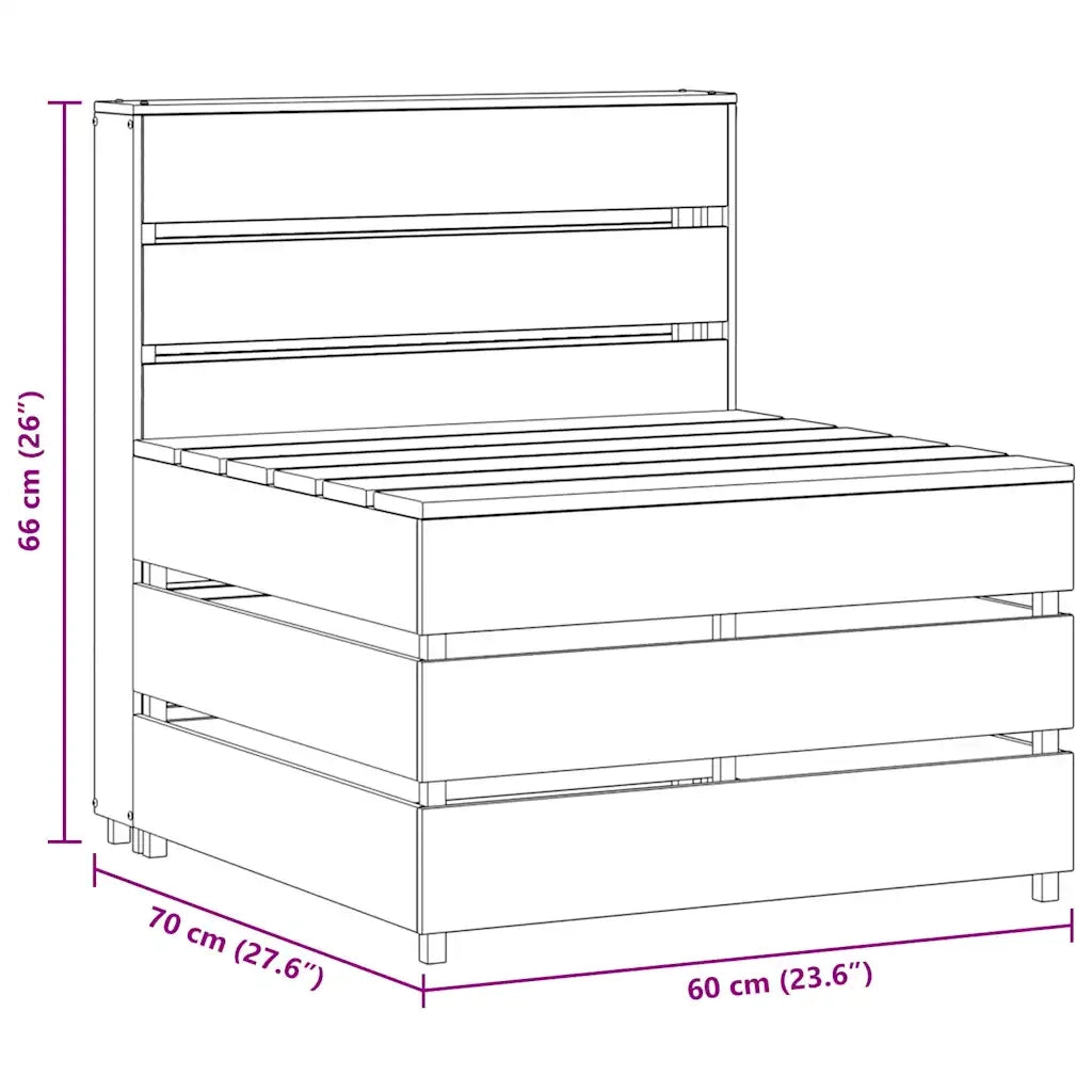 Divano Centrale da Giardino su Pallet Legno di Pino Impregnato 316200