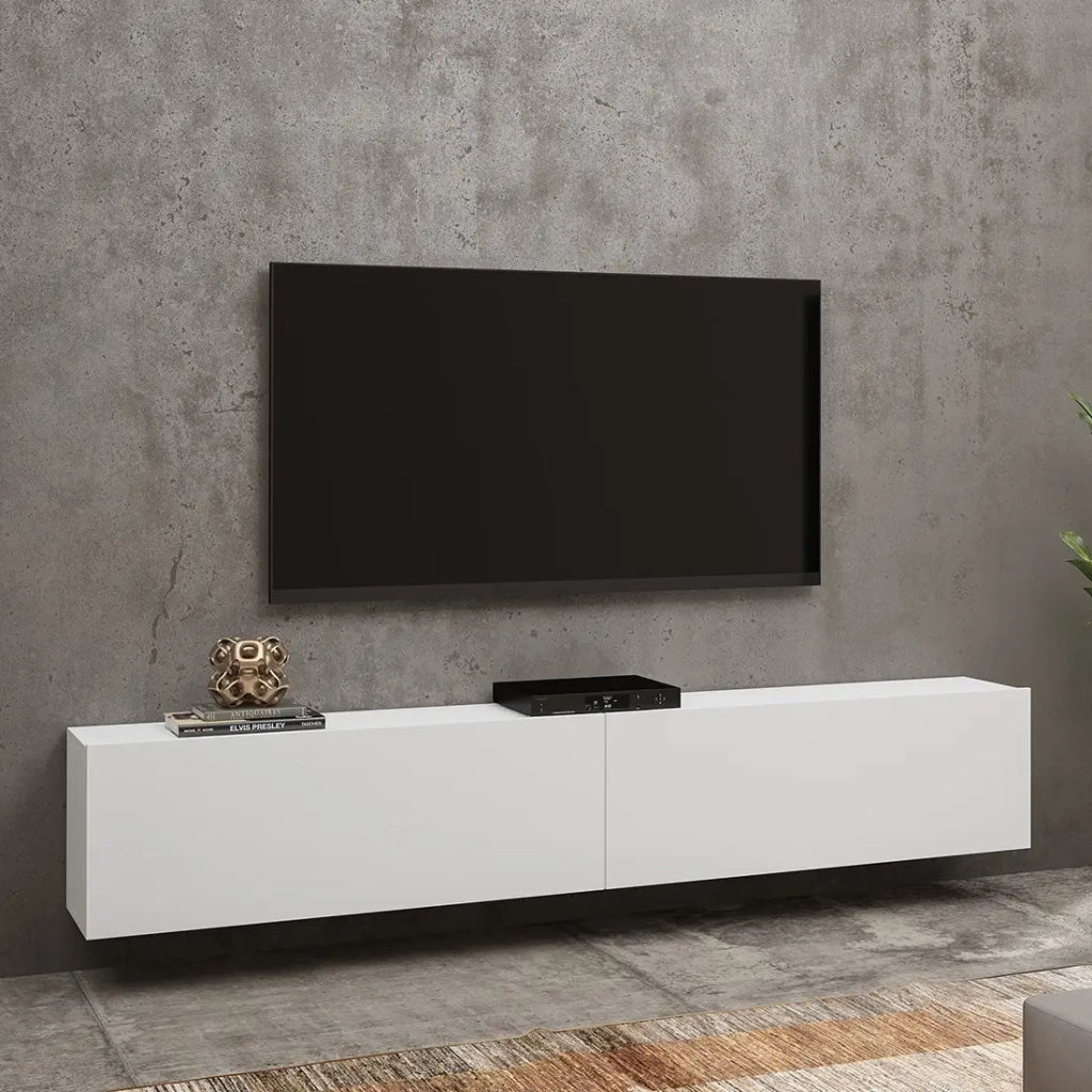 Set di 4 mobili da soggiorno collezione EVA. Colore bianco e rovere.