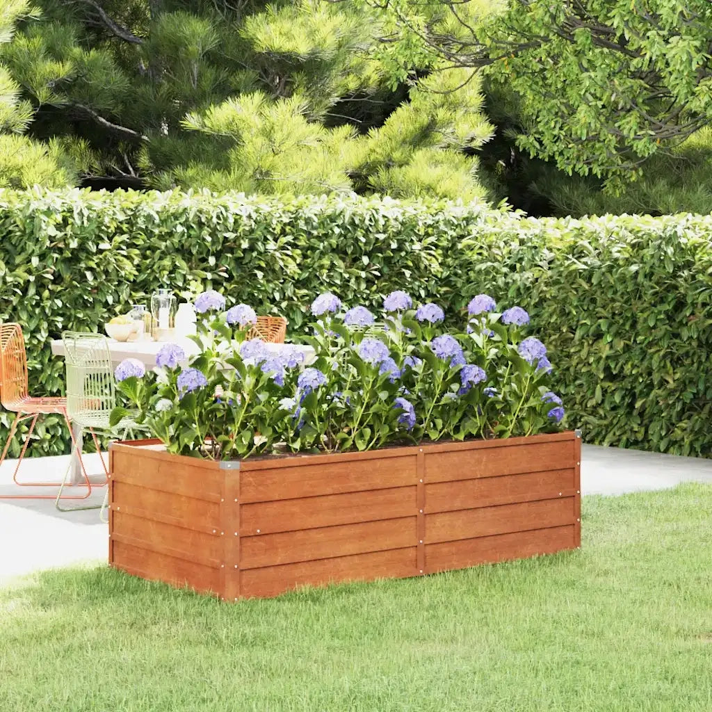 Letto Rialzato da Giardino Ruggine 160x80x45 cm Acciaio Cortencod mxl 105675