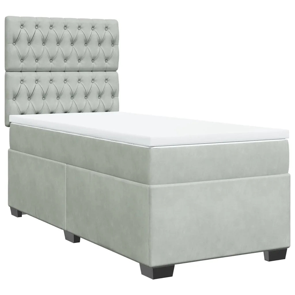 Giroletto a Molle con Materasso Grigio Chiaro 90x200 cm Velluto