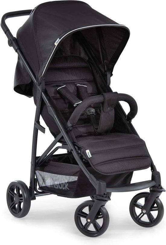 Carrello da spiaggia pieghevole per bambini fino a 25 kg, con funzione di sospensione automatica dal momento della nascita, compatta e pieghevole con una mano, maniglia regolabile in altezza, grande cesta - nero, 92 x 54 x 104 cm