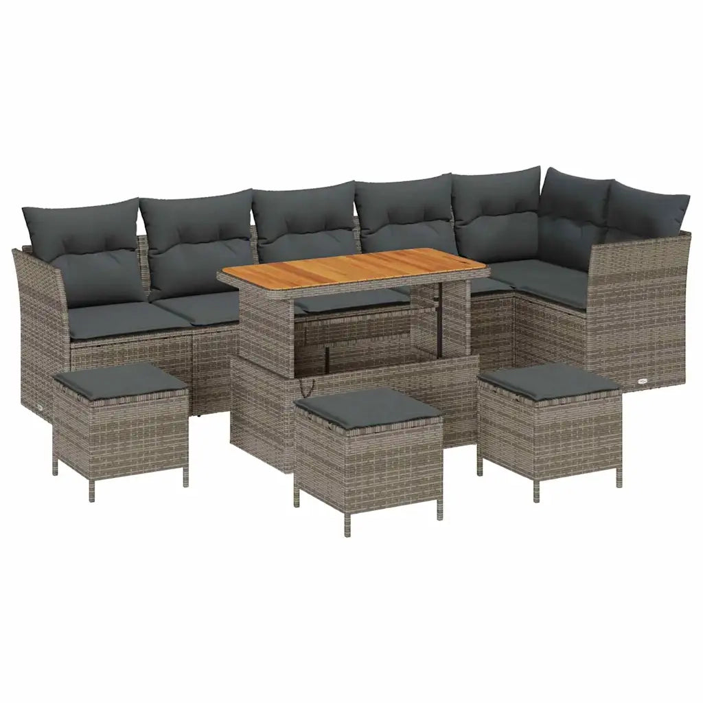 Set Divano da Giardino con cuscino 10 pcs Grigio 3363463