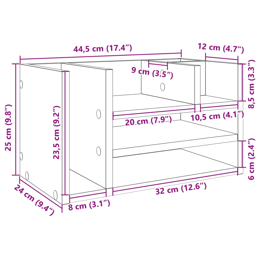 Organizer Scrivania Rovere Sonoma 44,5x24x25 Legno Multistrato CFW9741453