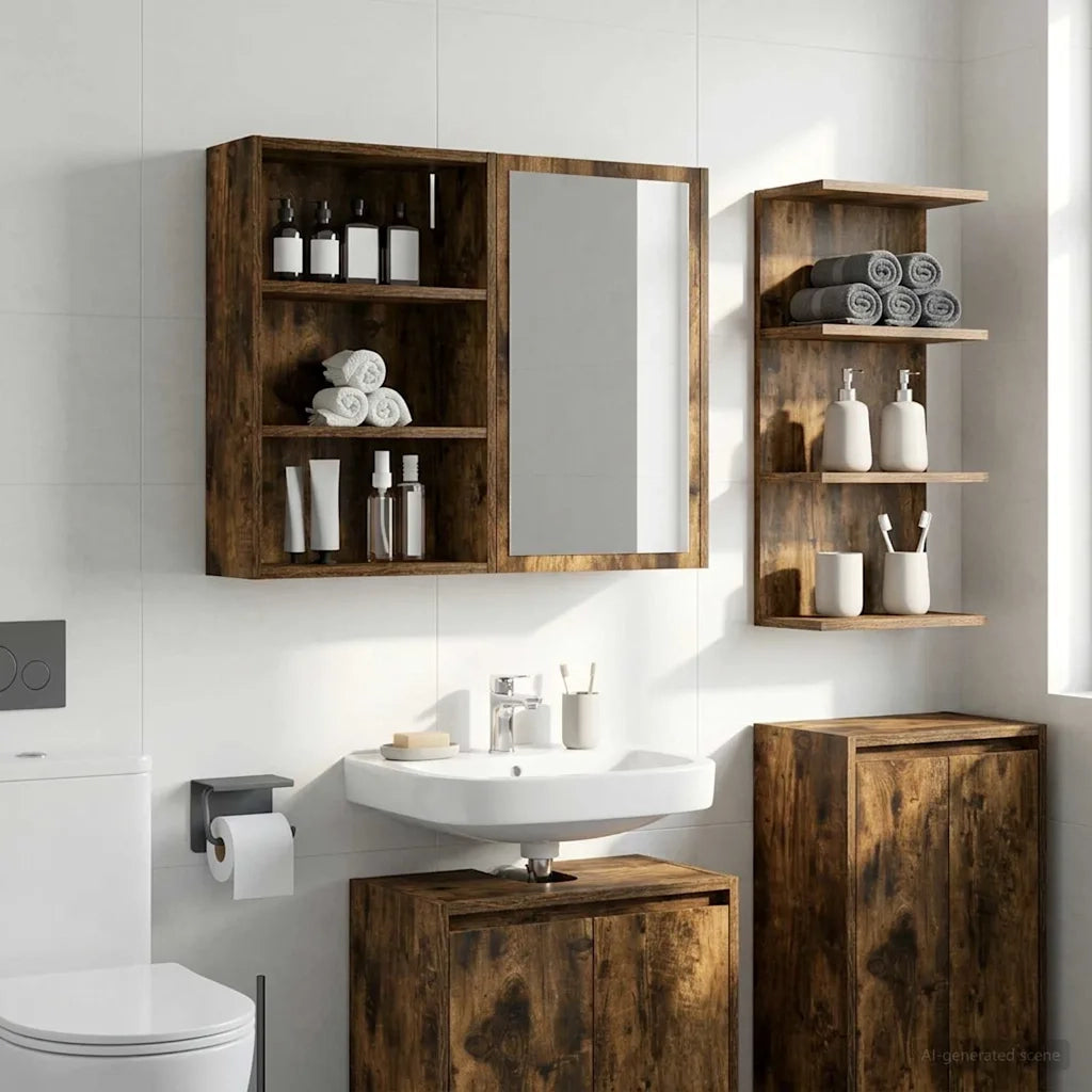 Armadio da bagno a muro Quercia Affumicata 40 x 16 x 62,5 cm