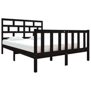 Letto matrimoniale | Letto per adulti | Giroletto Nero in Legno Massello 135x190 cm Double